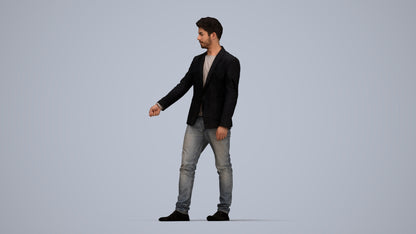 3D people model man casual door, scanned human for 3ds Max rendering, top-down view render