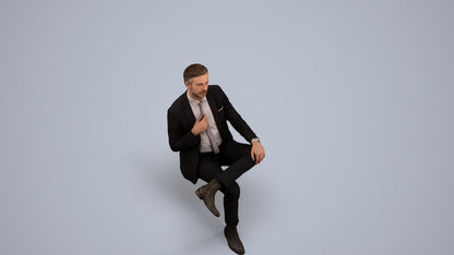 3D people model man business, scanned human for 3ds Max rendering, back view render