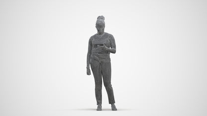realistic 3D people woman casual standing, render-ready for V-Ray and Corona, FBX OBJ, three-quarter front view render