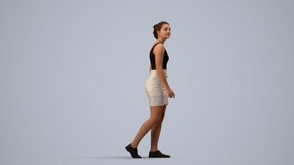 photogrammetry 3D girl casual kids, realistic human model archviz FBX, side view render