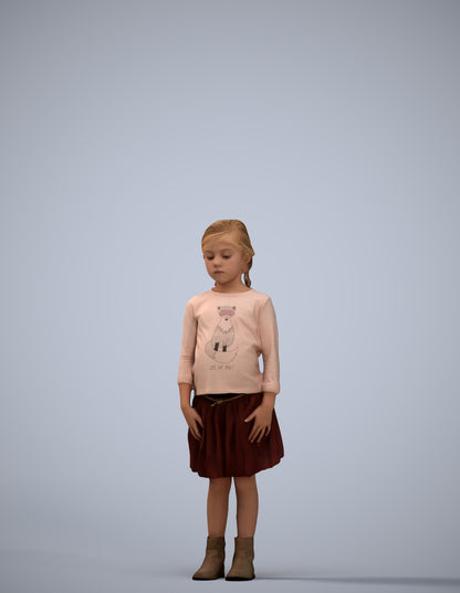 scanned 3D girl casual kids, photogrammetry people for Enscape and V-Ray