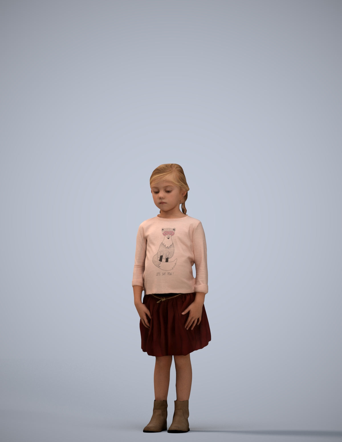 scanned 3D girl casual kids, photogrammetry people for Enscape and V-Ray