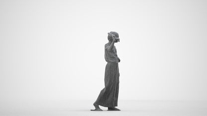 scanned 3D woman casual kids, photogrammetry people for Enscape and V-Ray, wireframe side view