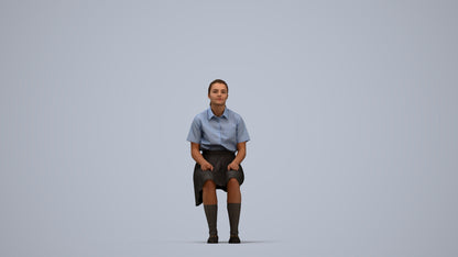 realistic 3D human girl kids, archviz people FBX OBJ for Blender, top-down view render