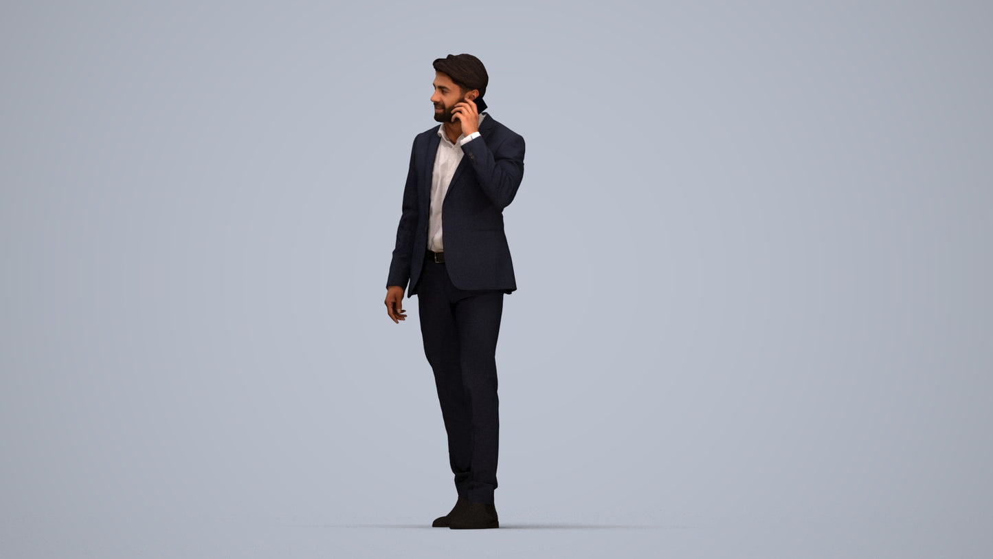 3D people model man business, scanned human for 3ds Max rendering, top-down view render