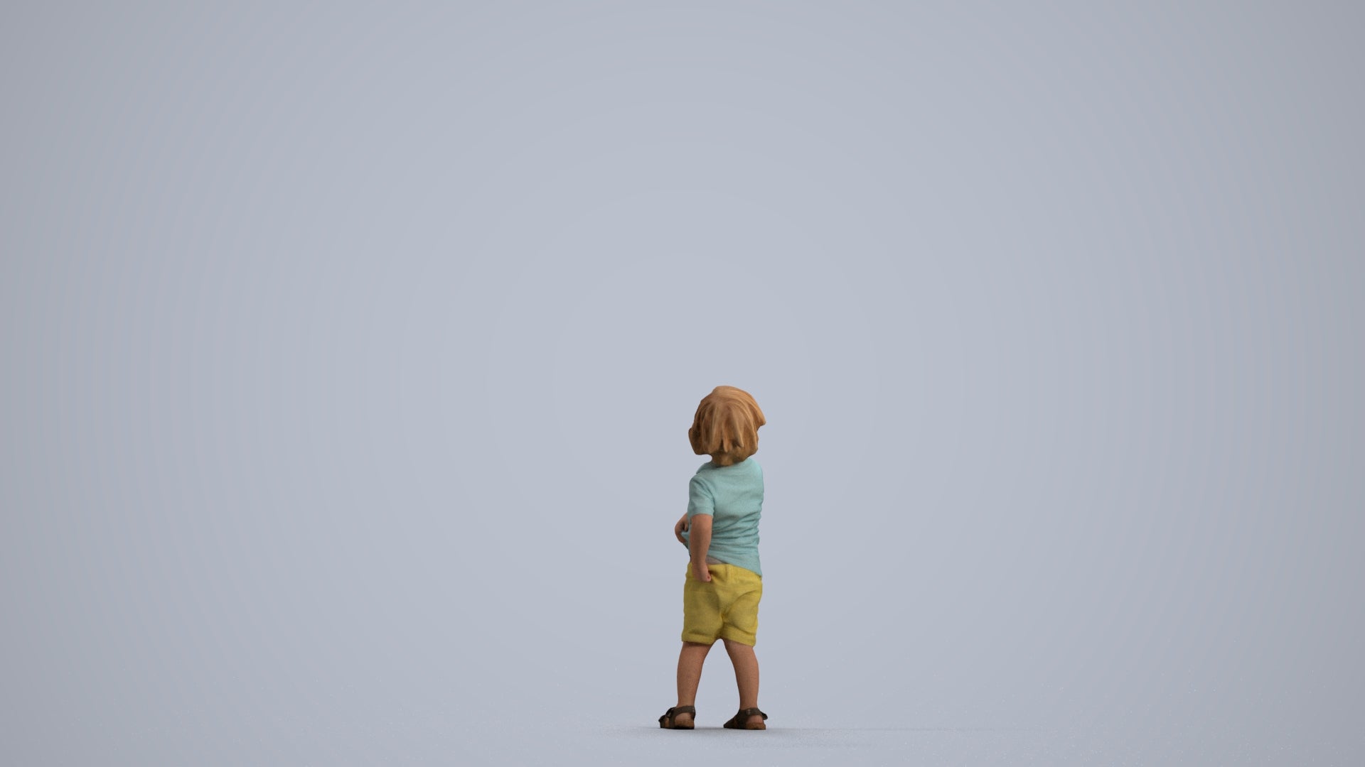 3D human model boy casual kids, photogrammetry scanned person for archviz, front view render