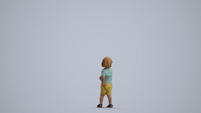 3D human model boy casual kids, photogrammetry scanned person for archviz, front view render