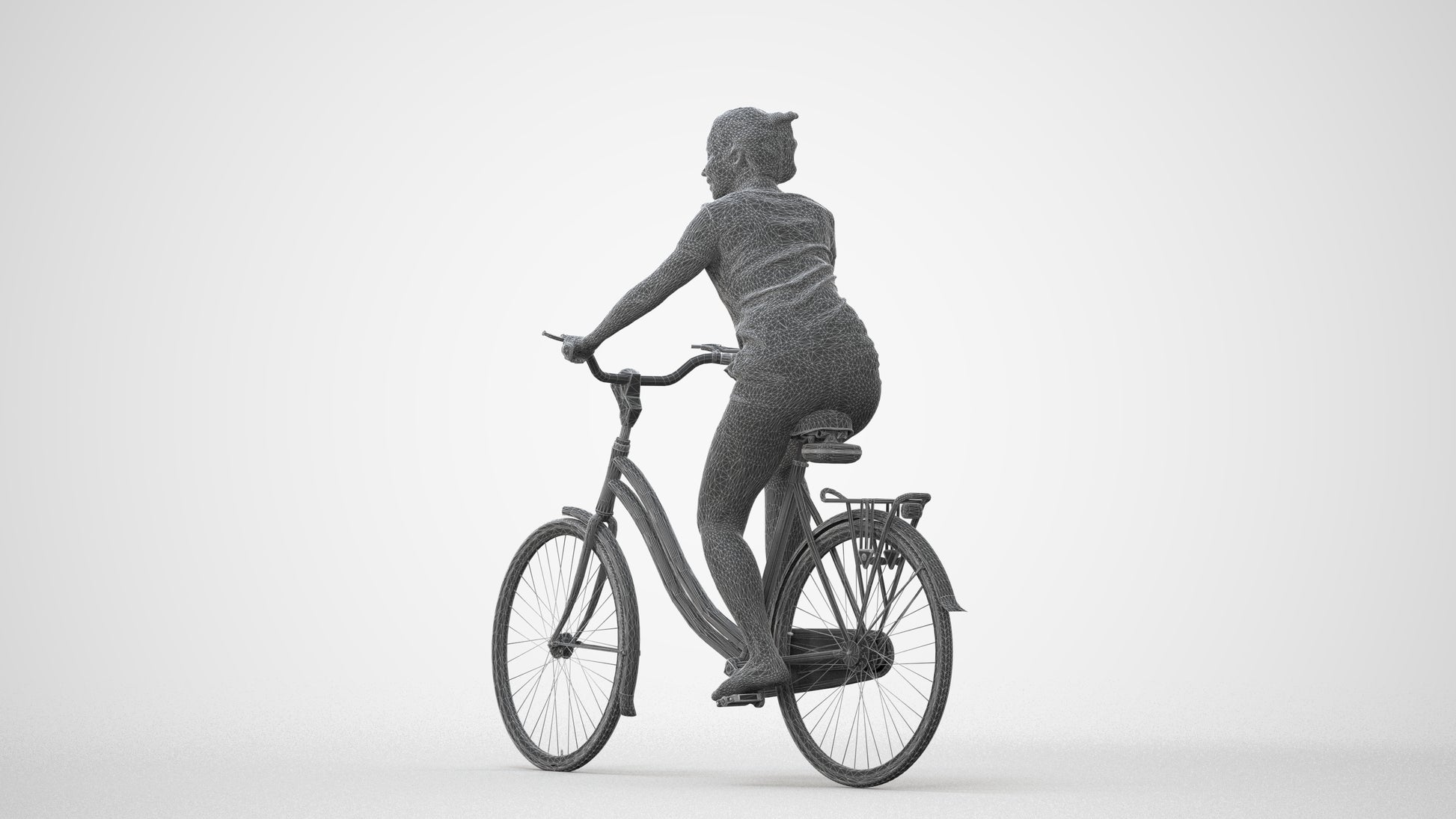 3D people model woman casual cycling, scanned human for 3ds Max rendering, square thumbnail
