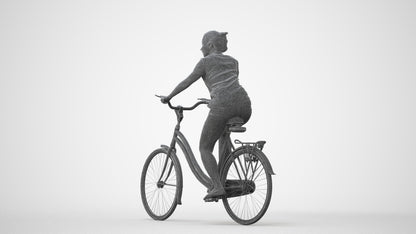3D people model woman casual cycling, scanned human for 3ds Max rendering, square thumbnail