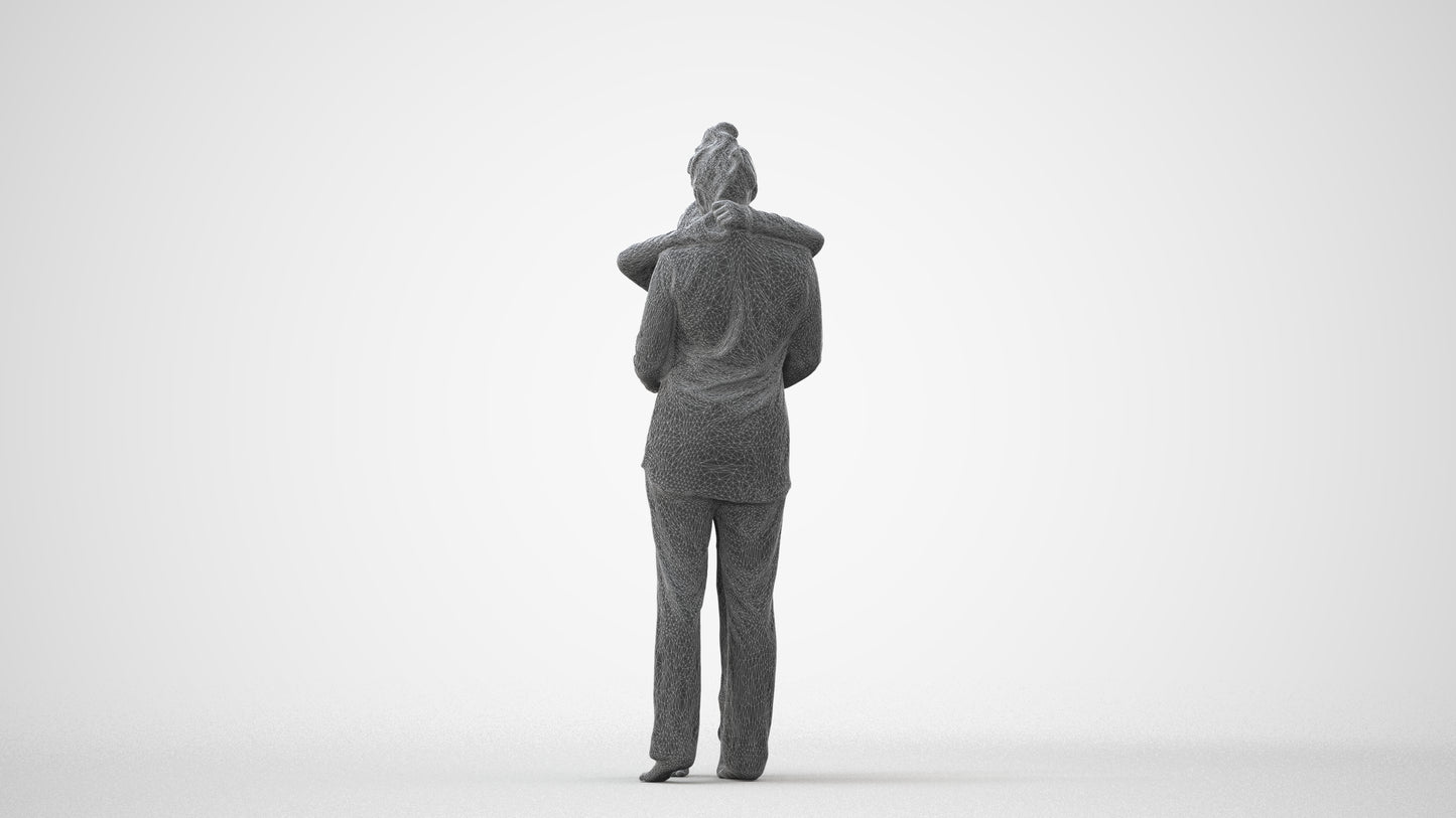 3D human model girl kids, photogrammetry scanned person for archviz, square thumbnail