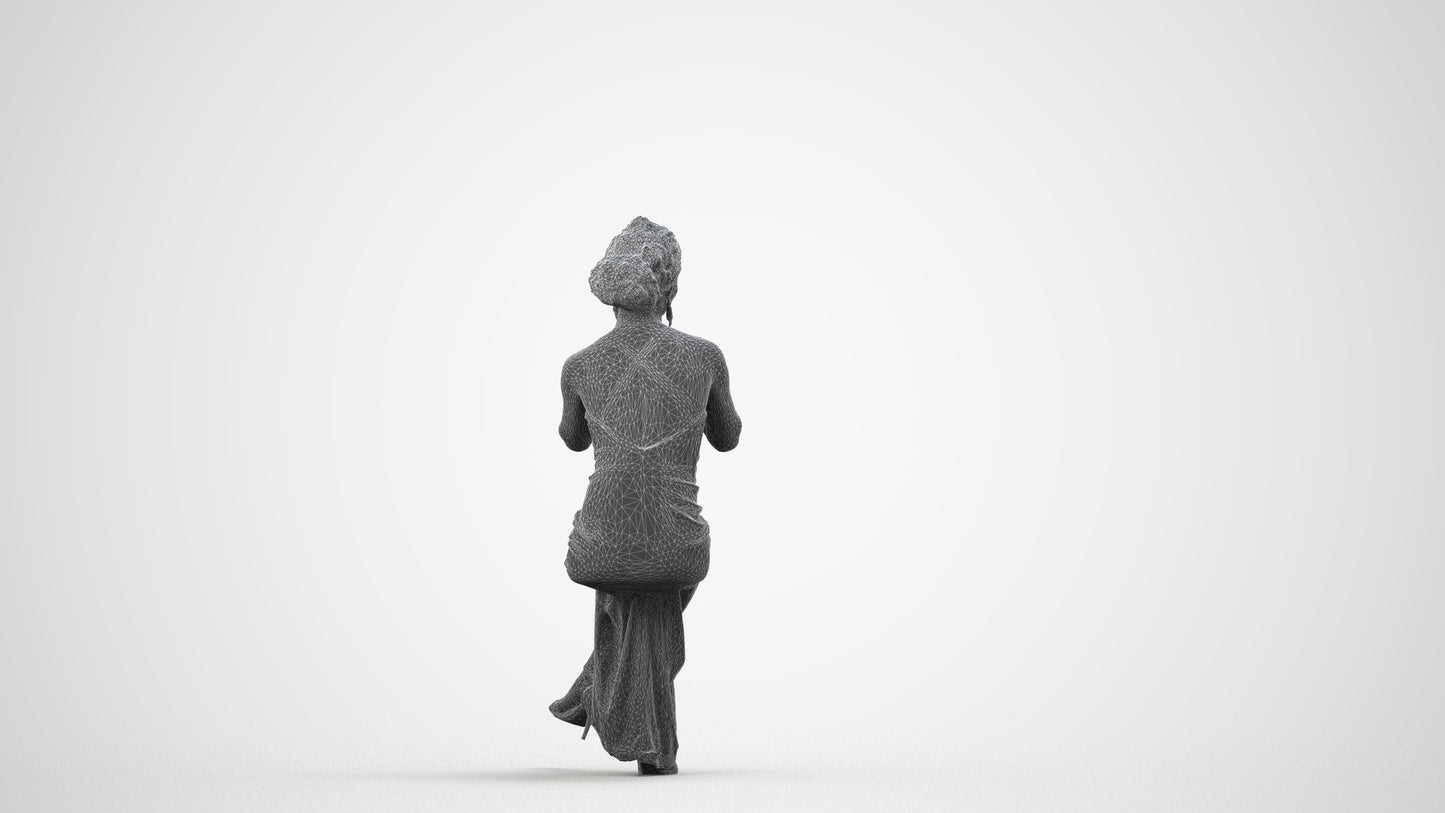 3D people model woman formal formalaffairs, scanned human for 3ds Max rendering, wireframe side view
