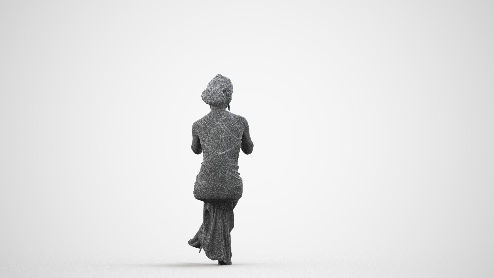 3D people model woman formal formalaffairs, scanned human for 3ds Max rendering, wireframe side view