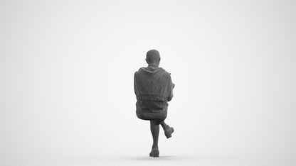 realistic 3D people senior man casual sitting, render-ready for V-Ray and Corona, FBX OBJ, wireframe front view