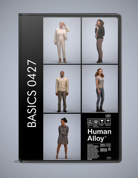 3D people models standing bundle, 5 scanned humans for 3ds Max rendering
