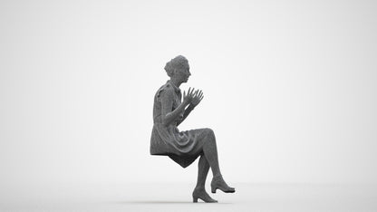 realistic 3D human woman casual sitting, archviz people FBX OBJ for Blender, wireframe side view