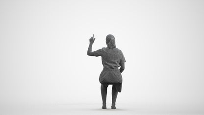 3D human model girl kids, photogrammetry scanned person for archviz, wireframe front view