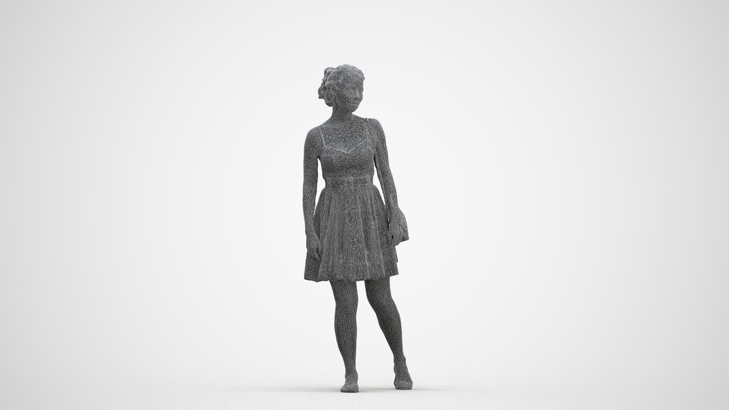 photogrammetry 3D woman formal formalaffairs, realistic human model archviz FBX, three-quarter front view render