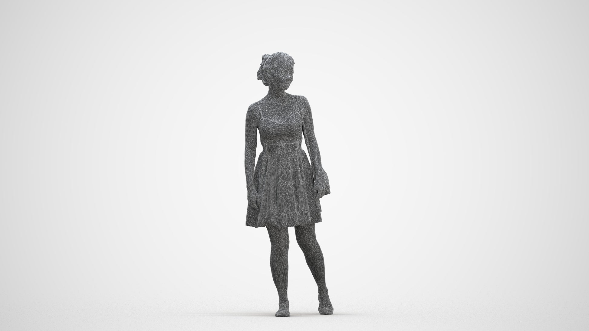 photogrammetry 3D woman formal formalaffairs, realistic human model archviz FBX, three-quarter front view render