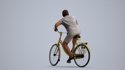 photogrammetry 3D man casual cycling, realistic human model archviz FBX, front view render
