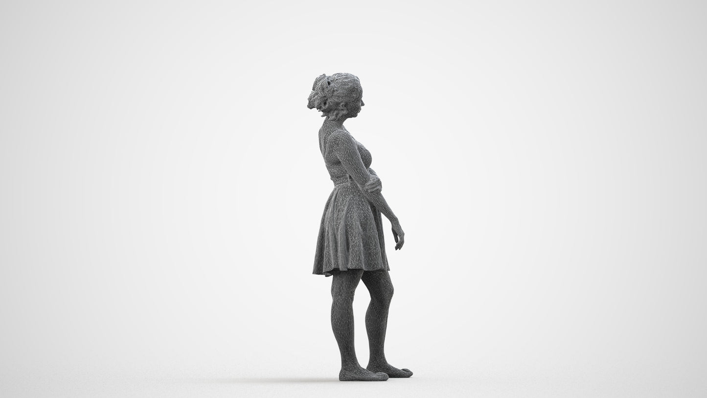 realistic 3D people woman formal formalaffairs, render-ready for V-Ray and Corona, FBX OBJ, wireframe side view