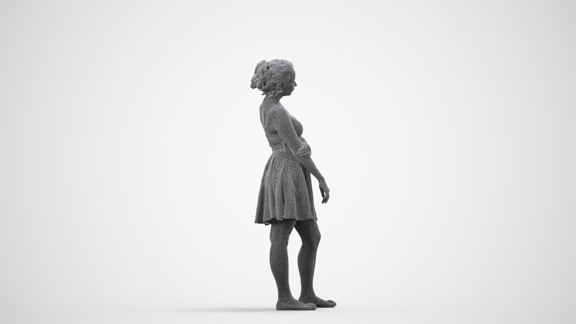 realistic 3D people woman formal formalaffairs, render-ready for V-Ray and Corona, FBX OBJ, wireframe side view
