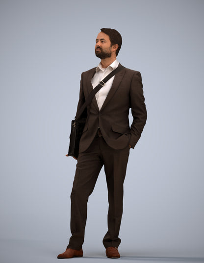 3D human model man business, photogrammetry scanned person for archviz