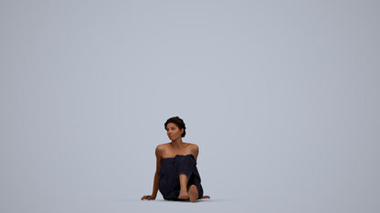 realistic 3D woman bathroom, scanned archviz people for Blender and 3ds Max, top-down view render