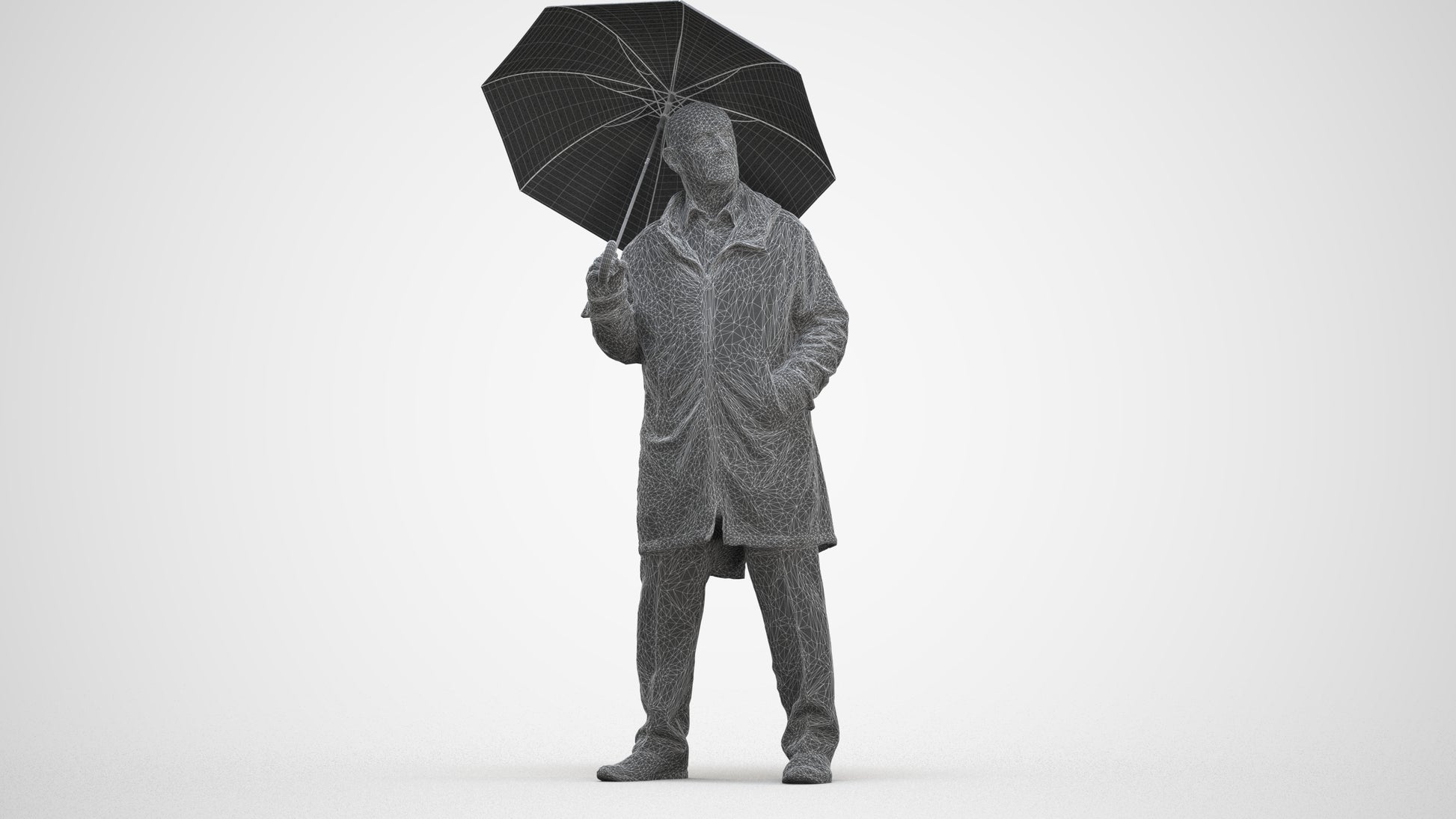 3D people model senior man business standing, scanned human for 3ds Max rendering, three-quarter front view render