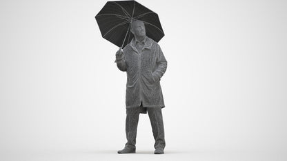 3D people model senior man business standing, scanned human for 3ds Max rendering, three-quarter front view render