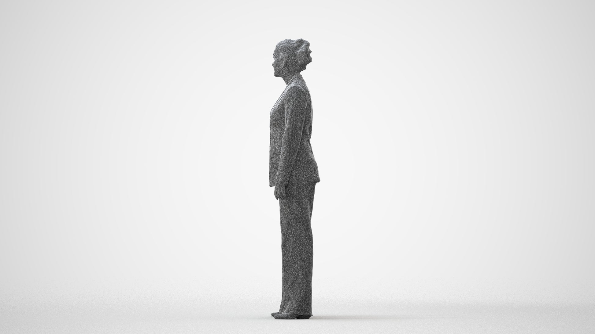 3D scanned woman standing business, photorealistic archviz people for Enscape and SketchUp, square thumbnail