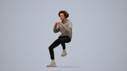 realistic 3D people man casual sitting, render-ready for V-Ray and Corona, FBX OBJ, top-down view render