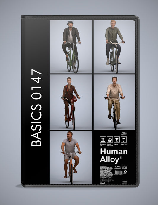 realistic 3D people cycling set, 5 render-ready models for V-Ray and Corona