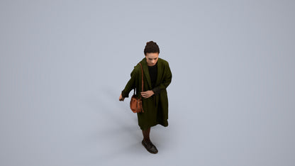 realistic 3D woman casual walking, scanned archviz people for Blender and 3ds Max, back view render