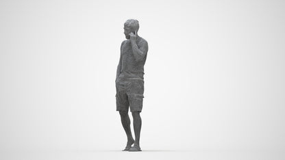 3D people model man casual walking, scanned human for 3ds Max rendering, wireframe back view