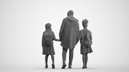 photogrammetry 3D girl kids, realistic human model archviz FBX, wireframe front view