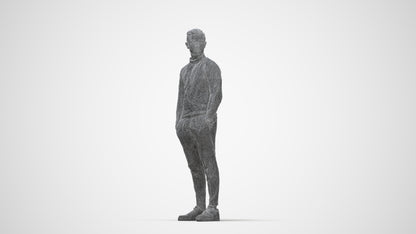 3D scanned boy kids casual, photorealistic archviz people for Enscape and SketchUp, wireframe back view