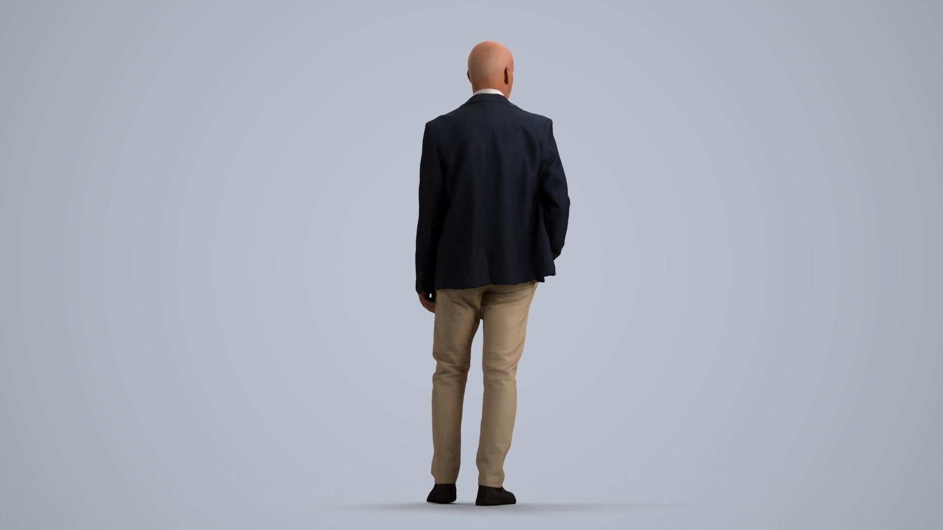3D scanned senior man business, photorealistic archviz people for Enscape and SketchUp, front view render