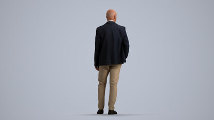 3D scanned senior man business, photorealistic archviz people for Enscape and SketchUp, front view render