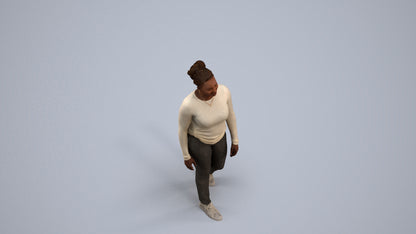 3D scanned woman walking casual, photorealistic archviz people for Enscape and SketchUp, back view render