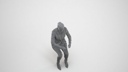 3D human model woman business, photogrammetry scanned person for archviz, wireframe three-quarter view