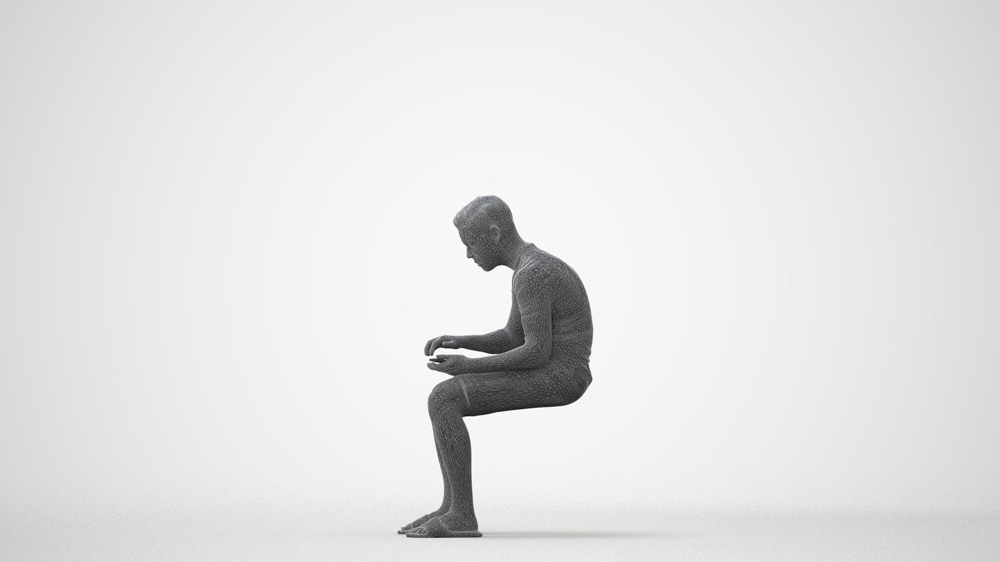 3D human model boy casual kids, photogrammetry scanned person for archviz, square thumbnail