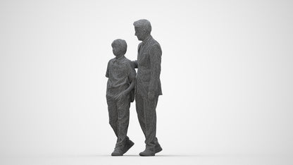 3D people model boy kids, scanned human for 3ds Max rendering, wireframe back view