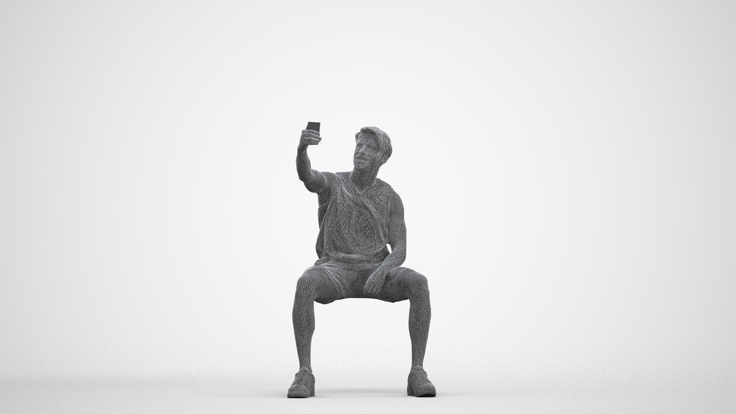 3D people model man sport, scanned human for 3ds Max rendering, three-quarter front view render