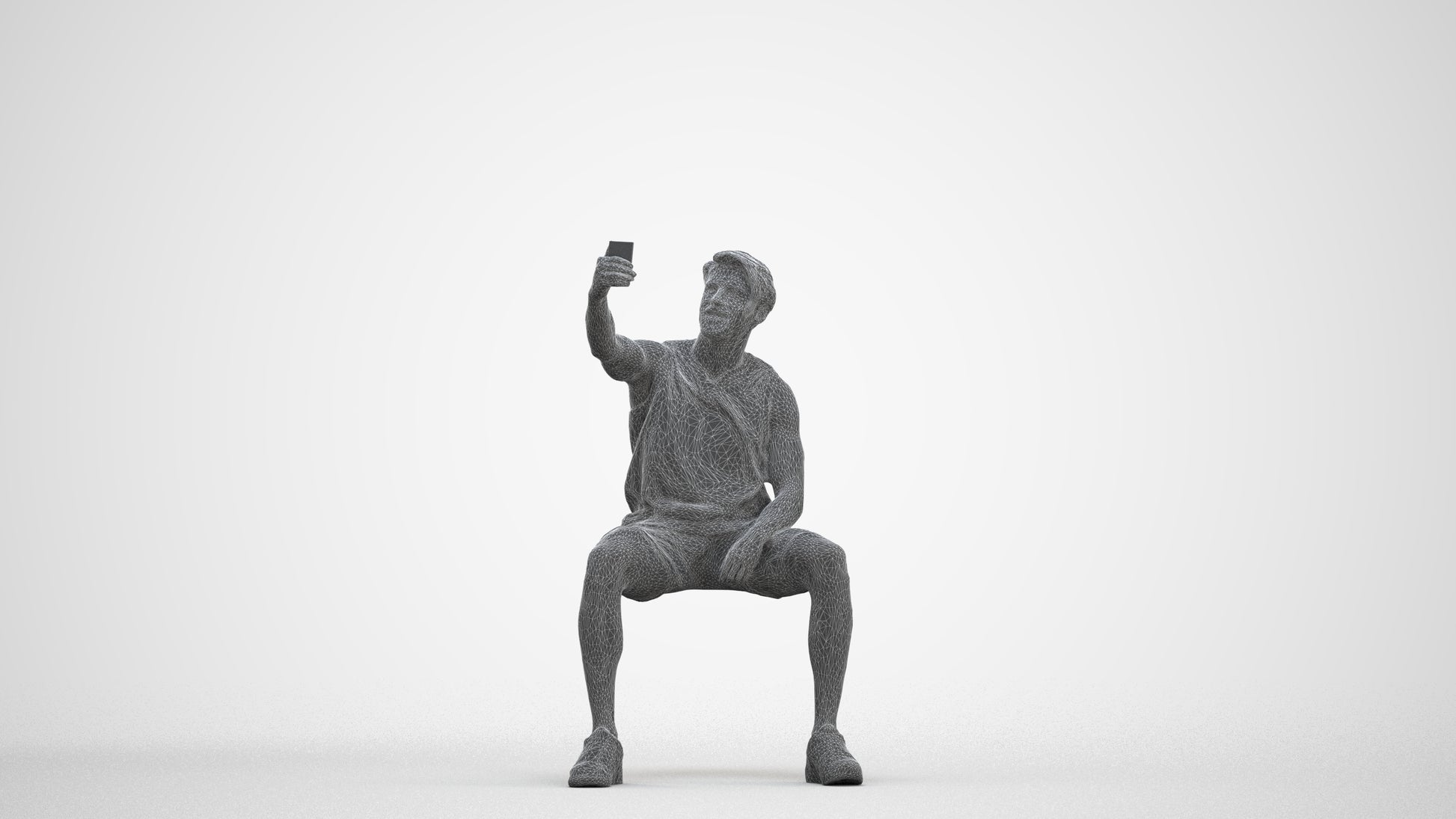3D people model man sport, scanned human for 3ds Max rendering, three-quarter front view render