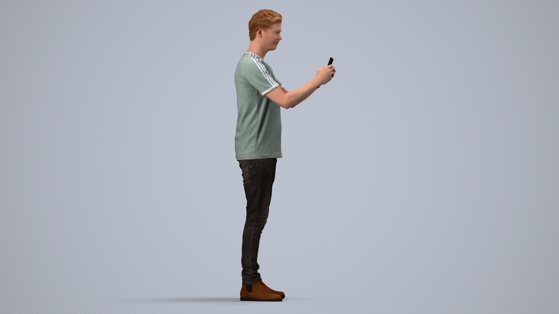scanned 3D man casual standing, photogrammetry people for Enscape and V-Ray, side view render