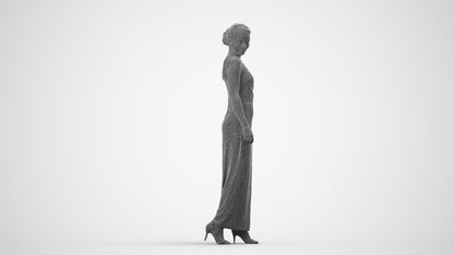 realistic 3D people woman formal formalaffairs, render-ready for V-Ray and Corona, FBX OBJ, wireframe side view