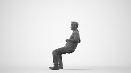 realistic 3D man casual sitting, scanned archviz people for Blender and 3ds Max, square thumbnail