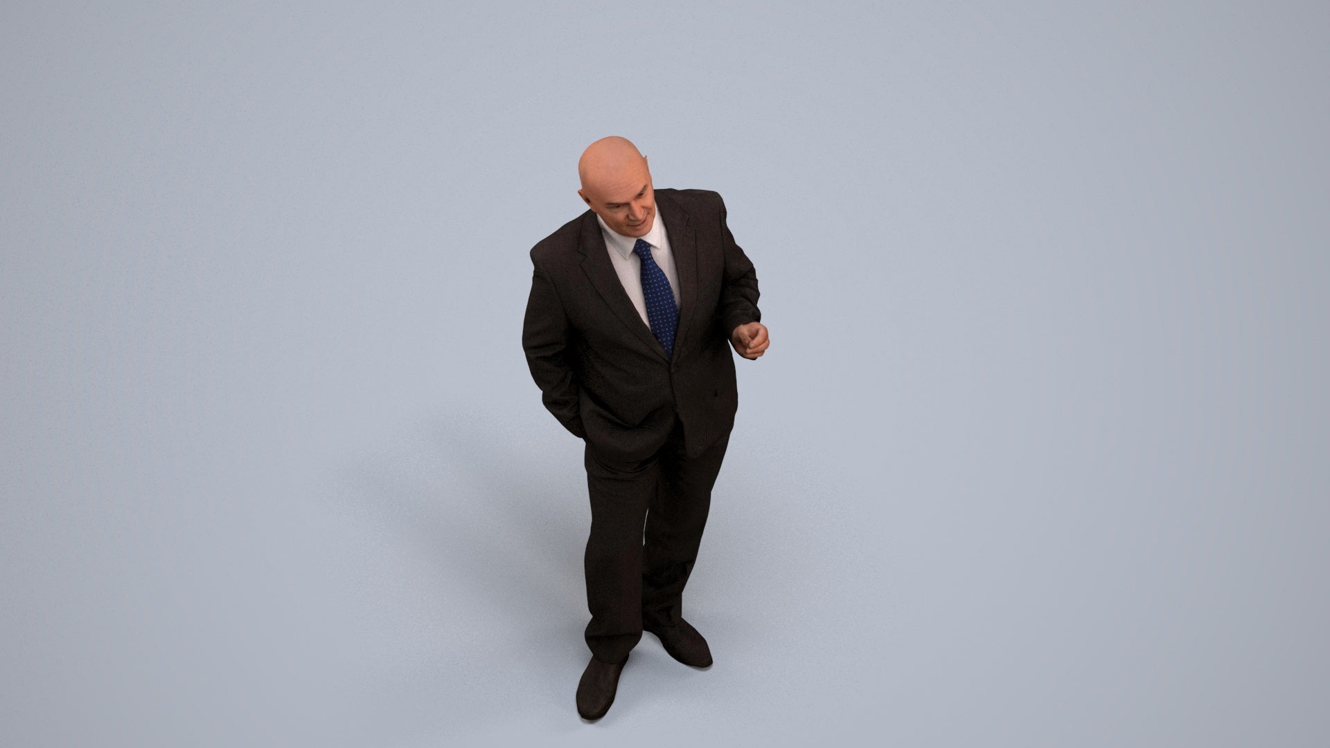 photogrammetry 3D senior man business mix, realistic human model archviz FBX, back view render