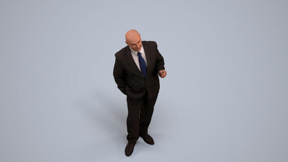 photogrammetry 3D senior man business mix, realistic human model archviz FBX, back view render