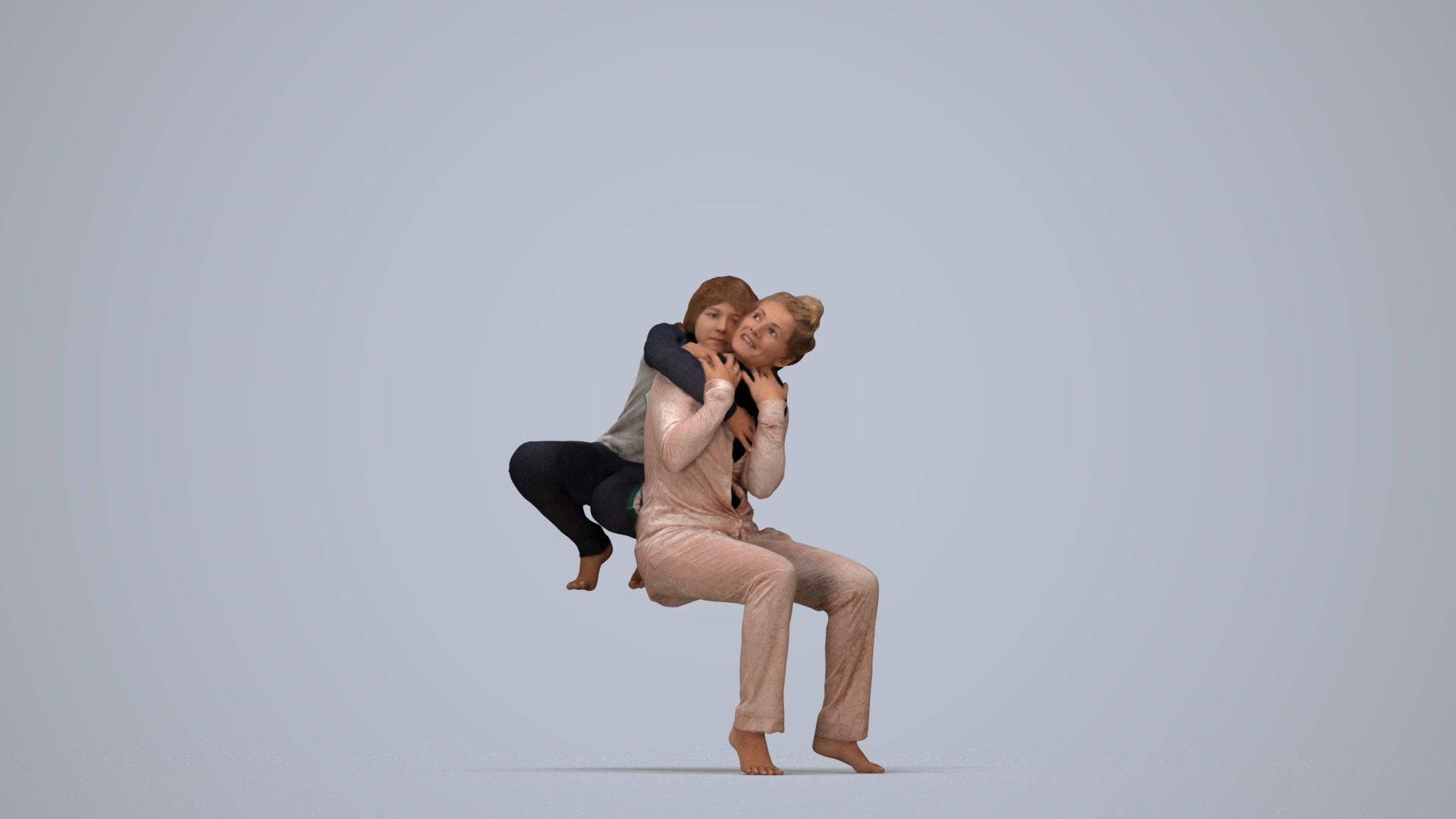 realistic 3D people girl casual kids, render-ready for V-Ray and Corona, FBX OBJ, top-down view render
